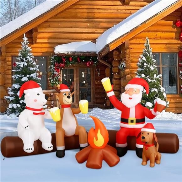 8FT Christmas Inflatable Outdoor Decoration with Built-in LEDs Lights, Blow-Up - Picture 6 of 8